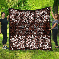 Burgundy Hawaiian Tapa Tribal Hibiscus Quilt