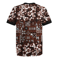 Burgundy Hawaiian Tapa Tribal Hibiscus Rugby Jersey