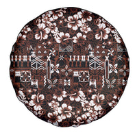 Burgundy Hawaiian Tapa Tribal Hibiscus Spare Tire Cover