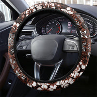 Burgundy Hawaiian Tapa Tribal Hibiscus Steering Wheel Cover
