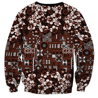 Burgundy Hawaiian Tapa Tribal Hibiscus Sweatshirt