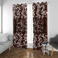 Burgundy Hawaiian Tapa Tribal Hibiscus Window Curtain