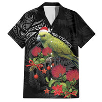 Meri Kirihimete Kakapo Family Matching Tank Maxi Dress and Hawaiian Shirt Black Silver Fern Christmas Vibe LT9 Dad's Shirt - Short Sleeve Black - Polynesian Pride