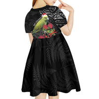 Meri Kirihimete Kakapo Kid Short Sleeve Dress Black Silver Fern Christmas Vibe