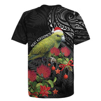 Meri Kirihimete Kakapo Rugby Jersey Black Silver Fern Christmas Vibe