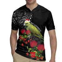 Meri Kirihimete Kakapo Rugby Jersey Black Silver Fern Christmas Vibe