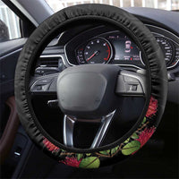 Meri Kirihimete Kakapo Steering Wheel Cover Black Silver Fern Christmas Vibe LT9 - Polynesian Pride