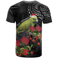 Meri Kirihimete Kakapo T Shirt Black Silver Fern Christmas Vibe