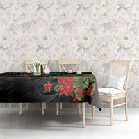 Meri Kirihimete Kakapo Tablecloth Black Silver Fern Christmas Vibe