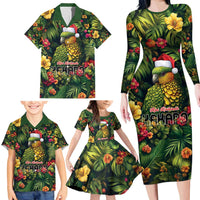 Meri Kirihimete Kakapo Family Matching Long Sleeve Bodycon Dress and Hawaiian Shirt New Zealand Christmas with Tropical Vibe