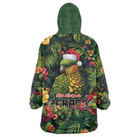 Meri Kirihimete Kakapo Wearable Blanket Hoodie New Zealand Christmas with Tropical Vibe