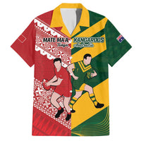 Australia-Tonga Rugby Pacific Custom Family Matching Summer Maxi Dress and Hawaiian Shirt The Kangaroos and Mate Ma'a Tonga LT9 Dad's Shirt - Short Sleeve Red-Green - Polynesian Pride