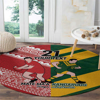 Australia-Tonga Rugby Pacific Custom Round Carpet The Kangaroos and Mate Ma'a Tonga LT9 - Polynesian Pride