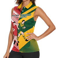Australia-Tonga Rugby Pacific Custom Women Sleeveless Polo Shirt The Kangaroos and Mate Ma'a Tonga LT9 - Polynesian Pride
