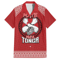 Tonga Rugby XIII Custom Family Matching Summer Maxi Dress and Hawaiian Shirt Mate Ma'a Tonga with Ngatu Pattern LT9 Dad's Shirt - Short Sleeve Red - Polynesian Pride