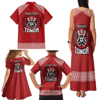 Tonga Rugby XIII Custom Family Matching Tank Maxi Dress and Hawaiian Shirt Mate Ma'a Tonga with Ngatu Pattern