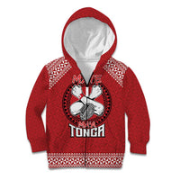 Tonga Rugby XIII Custom Kid Hoodie Mate Ma'a Tonga with Ngatu Pattern
