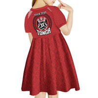 Tonga Rugby XIII Custom Kid Short Sleeve Dress Mate Ma'a Tonga with Ngatu Pattern