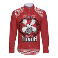 Tonga Rugby XIII Custom Long Sleeve Button Shirt Mate Ma'a Tonga with Ngatu Pattern LT9 Unisex Red - Polynesian Pride