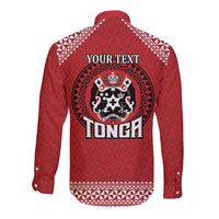 Tonga Rugby XIII Custom Long Sleeve Button Shirt Mate Ma'a Tonga with Ngatu Pattern LT9 - Polynesian Pride