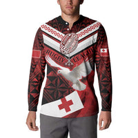 Custom Tonga XIII Rugby Tribal Tattoo Button Sweatshirt Mate Ma'a Tonga Kupesi Ngatu Grunge Style