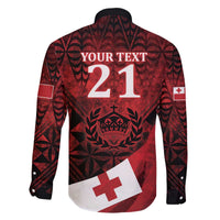 Custom Tonga XIII Rugby Tribal Tattoo Family Matching Off The Shoulder Long Sleeve Dress and Hawaiian Shirt Mate Ma'a Tonga Kupesi Ngatu Grunge Style LT9 - Polynesian Pride