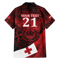 Custom Tonga XIII Rugby Tribal Tattoo Family Matching Off Shoulder Short Dress and Hawaiian Shirt Mate Ma'a Tonga Kupesi Ngatu Grunge Style LT9 - Polynesian Pride