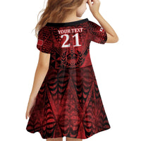 Custom Tonga XIII Rugby Tribal Tattoo Kid Short Sleeve Dress Mate Ma'a Tonga Kupesi Ngatu Grunge Style