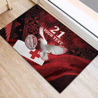 Custom Tonga XIII Rugby Tribal Tattoo Rubber Doormat Mate Ma'a Tonga Kupesi Ngatu Grunge Style