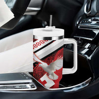 Custom Tonga XIII Rugby Tribal Tattoo Tumbler With Handle Mate Ma'a Tonga Kupesi Ngatu Grunge Style