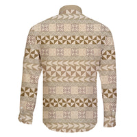 Pasifika Sataoa Pattern Simple Motif Family Matching Puletasi and Hawaiian Shirt Beige Tan LT9 - Polynesian Pride