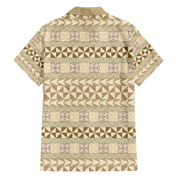 Pasifika Sataoa Pattern Simple Motif Family Matching Summer Maxi Dress and Hawaiian Shirt Beige Tan LT9 - Polynesian Pride