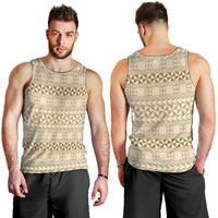 Pasifika Sataoa Pattern Simple Motif Men Tank Top Beige Tan LT9 - Polynesian Pride