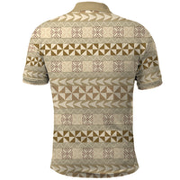 Pasifika Sataoa Pattern Simple Motif Polo Shirt Beige Tan LT9 - Polynesian Pride