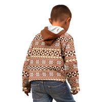 Pasifika Sataoa Pattern Simple Motif Kid Hoodie Brown Beige Tan LT9 - Polynesian Pride