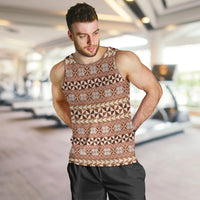 Pasifika Sataoa Pattern Simple Motif Men Tank Top Brown Beige Tan LT9 Brown - Polynesian Pride