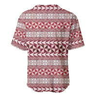 Pasifika Sataoa Pattern Simple Motif Baseball Jersey Cherry LT9 - Polynesian Pride