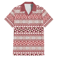 Pasifika Sataoa Pattern Simple Motif Family Matching Mermaid Dress and Hawaiian Shirt Cherry LT9 Dad's Shirt - Short Sleeve Cherry - Polynesian Pride