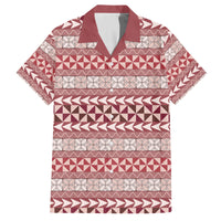 Pasifika Sataoa Pattern Simple Motif Family Matching Puletasi and Hawaiian Shirt Cherry LT9 Dad's Shirt - Short Sleeve Cherry - Polynesian Pride