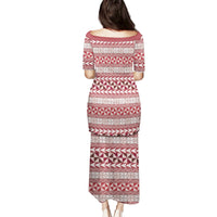 Pasifika Sataoa Pattern Simple Motif Puletasi Cherry LT9 - Polynesian Pride