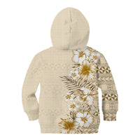 Pasifika Sataoa Pattern Plumeria Vintage Kid Hoodie Beige Tan LT9 - Polynesian Pride