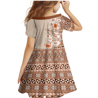 Pasifika Sataoa Pattern Plumeria Vintage Family Matching Mermaid Dress and Hawaiian Shirt Brown Beige Tan LT9 - Polynesian Pride