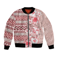 Pasifika Sataoa Pattern Plumeria Vintage Bomber Jacket Cherry LT9 Unisex Cherry - Polynesian Pride