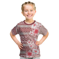 Pasifika Sataoa Pattern Plumeria Vintage Kid T Shirt Cherry LT9 Cherry - Polynesian Pride