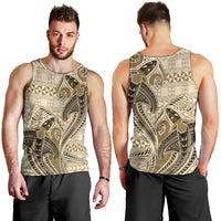Vintage Hammerhead Shark Valentine Day Men Tank Top Pasifika Sataoa Pattern - Beige Tan LT9 - Polynesian Pride
