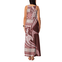 Vintage Hammerhead Shark Valentine Day Family Matching Tank Maxi Dress and Hawaiian Shirt Pasifika Sataoa Pattern - Cherry LT9 - Polynesian Pride