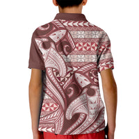 Vintage Hammerhead Shark Valentine Day Kid Polo Shirt Pasifika Sataoa Pattern - Cherry LT9 - Polynesian Pride