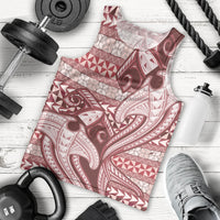 Vintage Hammerhead Shark Valentine Day Men Tank Top Pasifika Sataoa Pattern - Cherry LT9 - Polynesian Pride