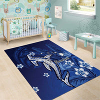 Personalized Hawaiian Maori Hammerhead Shark Area Rug Polu Plumeria - Polynesian Pride