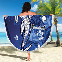 Personalized Hawaiian Maori Hammerhead Shark Beach Blanket Polu Plumeria - Polynesian Pride
